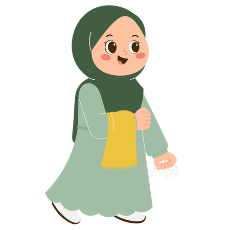 Linda garota Hijab fazendo oração  Ilustração