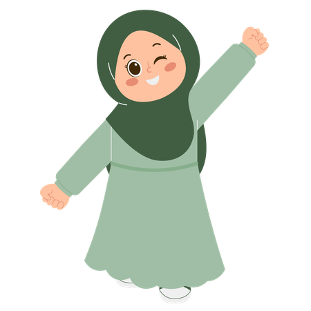 Linda garota hijab feliz  Ilustração