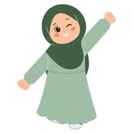 Linda garota hijab feliz  Ilustração