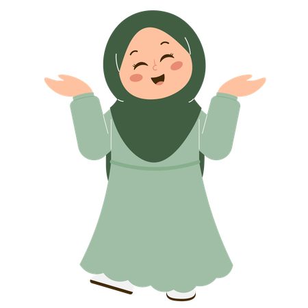 Linda garota hijab feliz  Ilustração