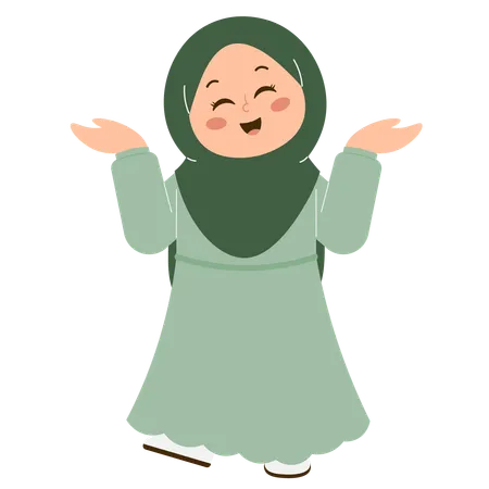 Linda garota hijab feliz  Ilustração