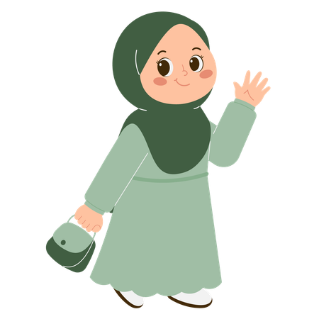 Linda garota Hijab indo fazer compras  Ilustração