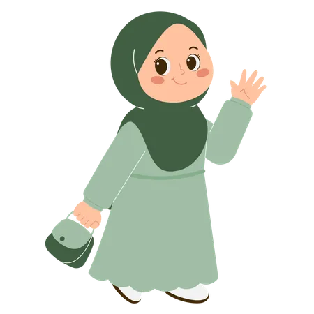 Linda garota Hijab indo fazer compras  Ilustração