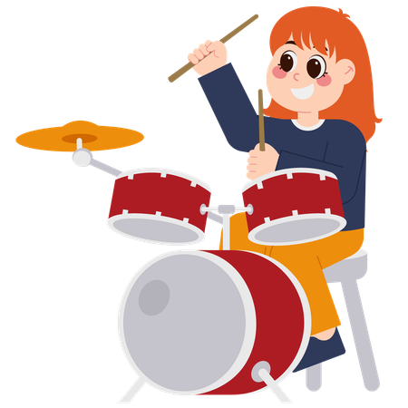 Linda garota tocando bateria  Illustration