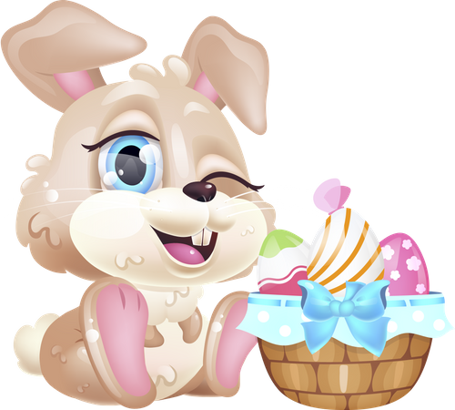 Linda liebre de Pascua guiñando un ojo  Ilustración