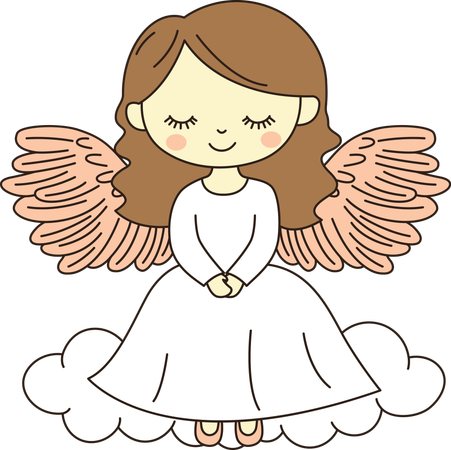Linda menina anjo alada com nuvem no céu  Ilustração