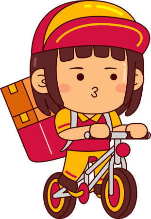 Entrega de bicicleta de equitação de menina fofa  Ilustração