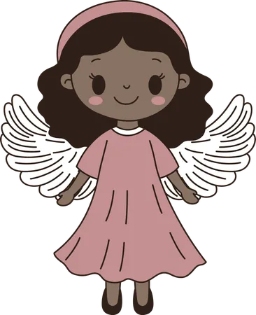 Personagem de anjo de menina alada fofa  Ilustração