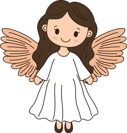 Personagem de anjo de menina alada fofa  Ilustração
