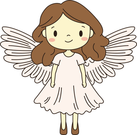 Personagem de anjo de menina alada fofa  Ilustração