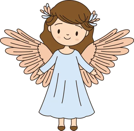 Personagem de anjo de menina alada fofa  Ilustração