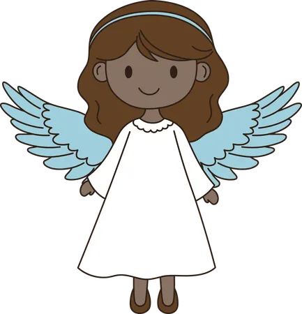 Personagem de anjo de menina alada fofa  Ilustração