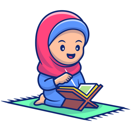 Linda garotinha hijab rezando namaz  Ilustração