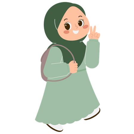 Linda chica hijab de regreso a la escuela  Ilustración