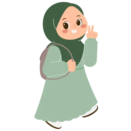 Linda chica hijab de regreso a la escuela  Ilustración