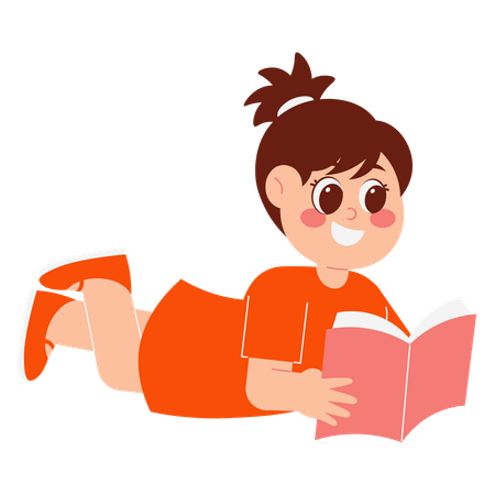 Linda chica leyendo un libro  Ilustración