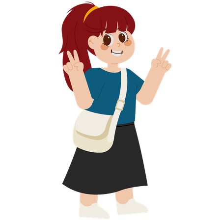 Linda niña posando  Ilustración