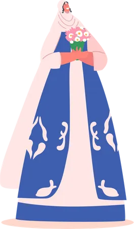 Linda noiva muçulmana em vestido tradicional  Ilustração