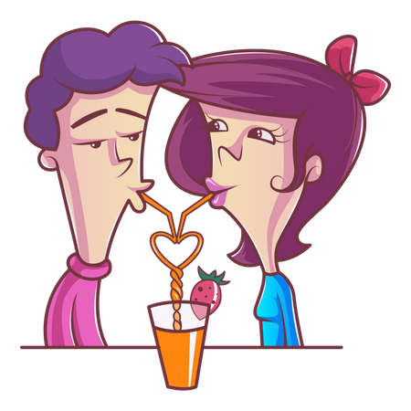 Linda pareja bebiendo jugo  Ilustración
