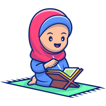 Linda niña hijab rezando namaz  Ilustración