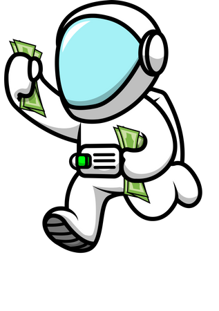 Lindo astronauta corriendo con dinero  Illustration