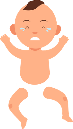 Lindo bebé en pañal llorando  Ilustración