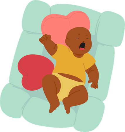 Lindo bebê recém-nascido chorando expressivamente e sentindo dor  Ilustração