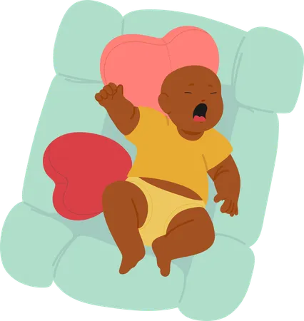 Lindo bebê recém-nascido chorando expressivamente e sentindo dor  Ilustração