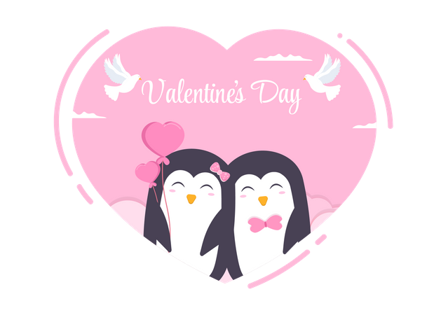 Lindo casal de pinguins  Ilustração