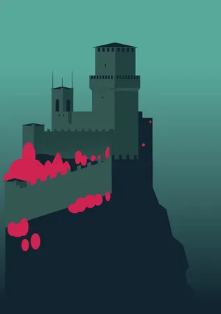 Lindo castelo medieval europeu  Ilustração