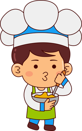 Lindo chef chico haciendo comida  Ilustración