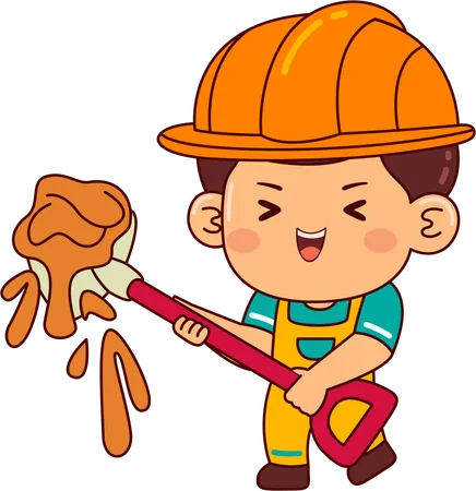 Lindo chico constructor  Ilustración