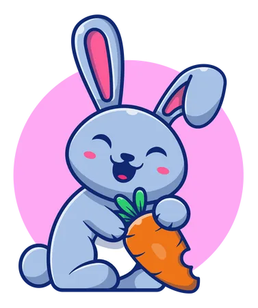 Lindo conejo comiendo zanahoria  Ilustración