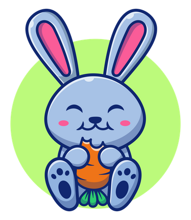 Lindo conejo comiendo zanahoria  Ilustración