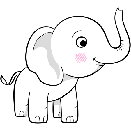 Lindo elefante de pie  Ilustración