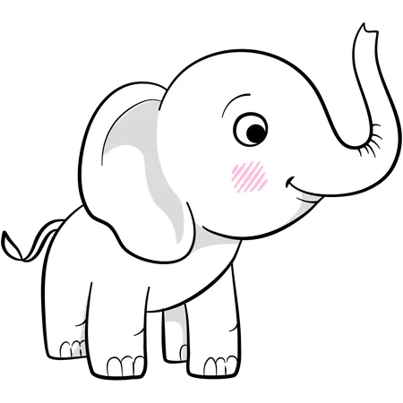 Lindo elefante de pie  Ilustración