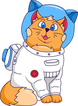 Lindo gato astronauta  Ilustración