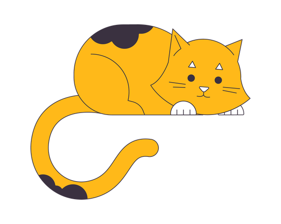 Lindo gato ruivo sentado  Ilustração