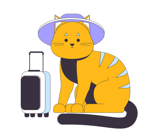 Lindo gato viajero  Ilustración