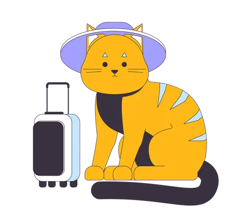 Lindo gato viajero  Ilustración