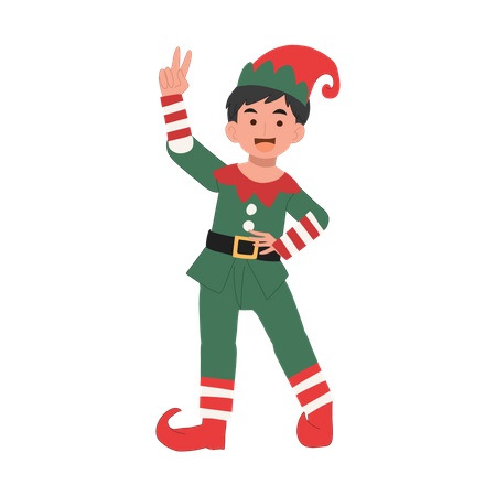 Lindo garoto elfo de natal  Ilustração