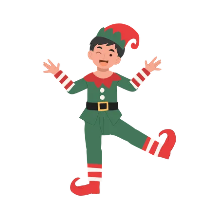 Filhote de elfo de Natal feliz e bonito  Ilustração