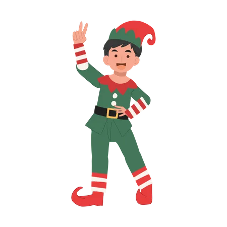 Lindo joven duende navideño  Ilustración