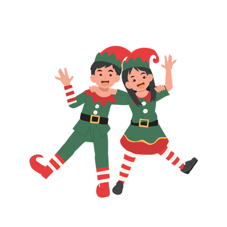 Lindo joven duende feliz Navidad  Ilustración