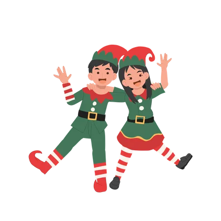 Lindo joven duende feliz Navidad  Ilustración