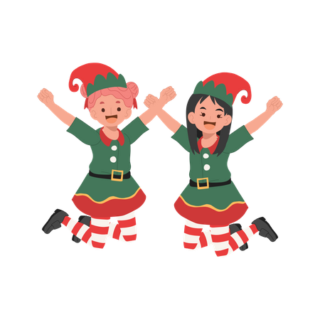 Lindo joven duende feliz Navidad  Ilustración