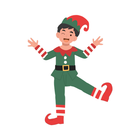 Lindo joven duende feliz Navidad  Ilustración