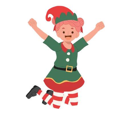 Lindo joven duende feliz Navidad  Ilustración