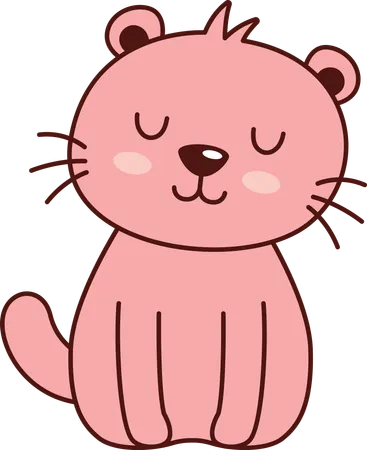 Lindo león rosa leona gran felino animal sonriendo  Ilustración