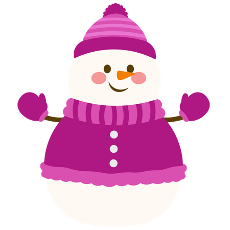 Lindo muñeco de nieve con suéter rosa  Ilustración